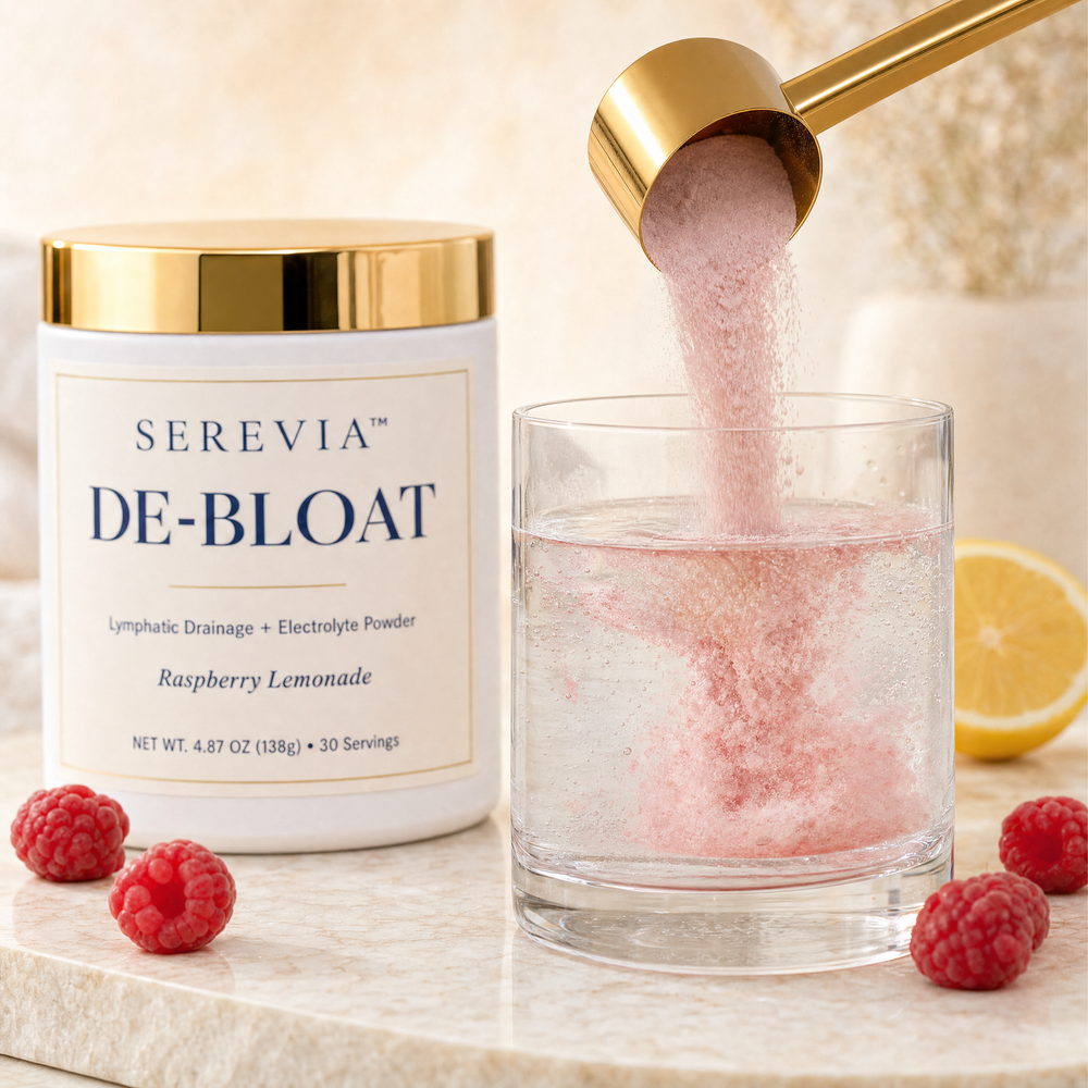 One scoop of De-Bloat mixing into water